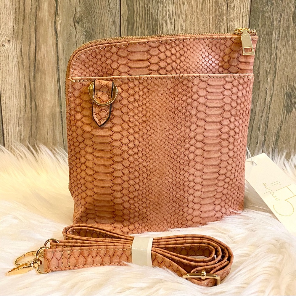 Clay Coral faux Snakeskin Crossbody purse